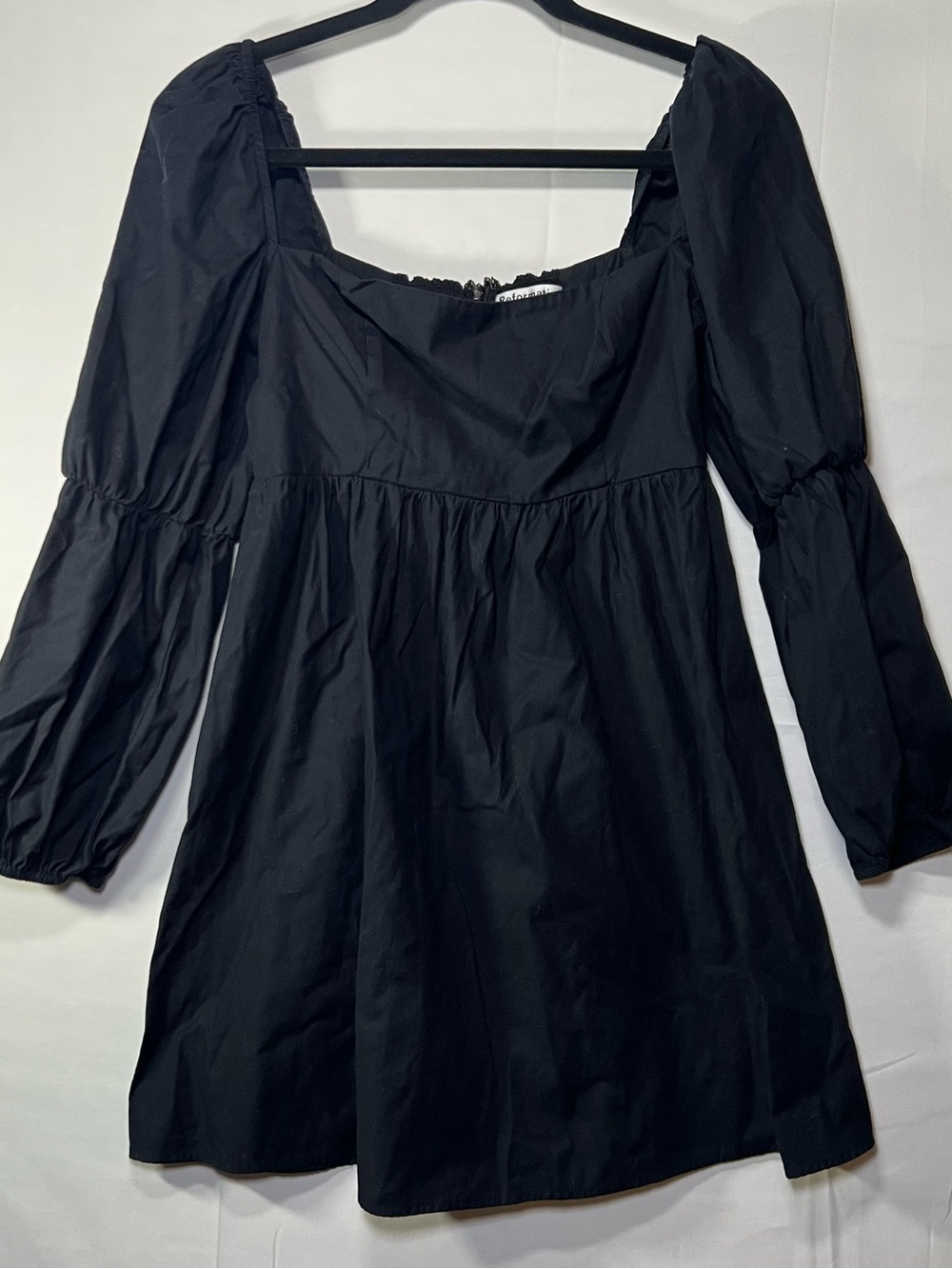 Reformation Michaela Black Puff Sleeve Babydoll Mini Dress Size 4